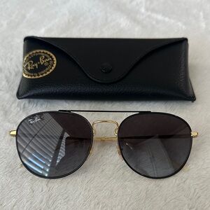 Ray-Ban Women’s Black and Gold Aviator Sunglasses